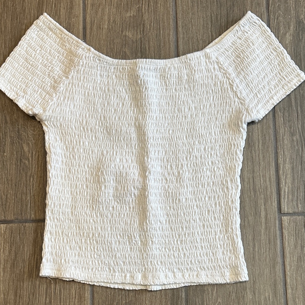 Elegant White Off-Shoulder Top. Stretch, Size XXL.